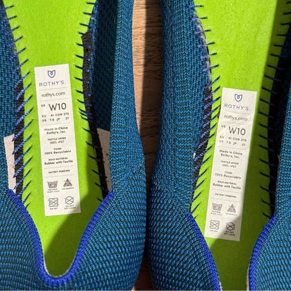 Rothy's Size 10 Rare Teal Blue The Point Flat Comfort Casual Everyday Slip-on - Picture 3 of 7